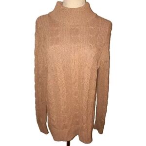 SALE Banana Republic Tan Cable Knit Mock Neck Sweater Size Small